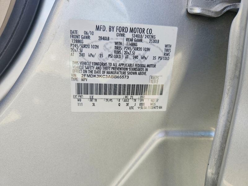 65924686 :رقم المزاد ، 2FMDK3KC3ABB65573 vin ، 2010 Ford Edge مزاد بيع