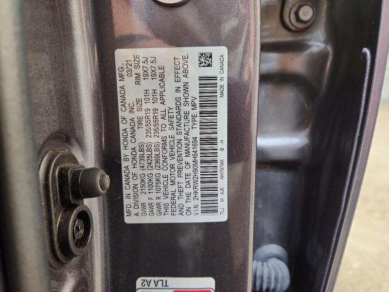 Продажа на аукционе авто 2021 Honda Cr-v, vin: 2HKRW2H90MH641694, номер лота: 63263146