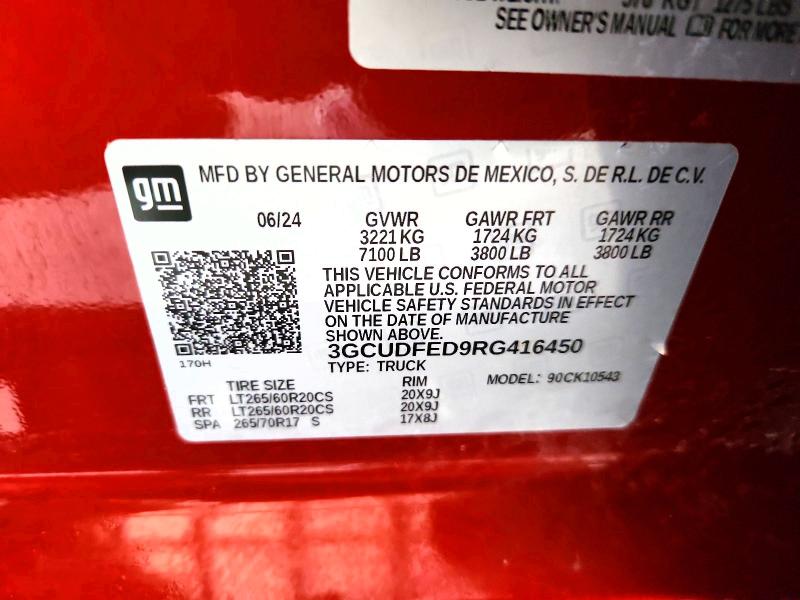 64992496 :رقم المزاد ، 3GCUDFED9RG416450 vin ، 2024 Chevrolet Silverado مزاد بيع