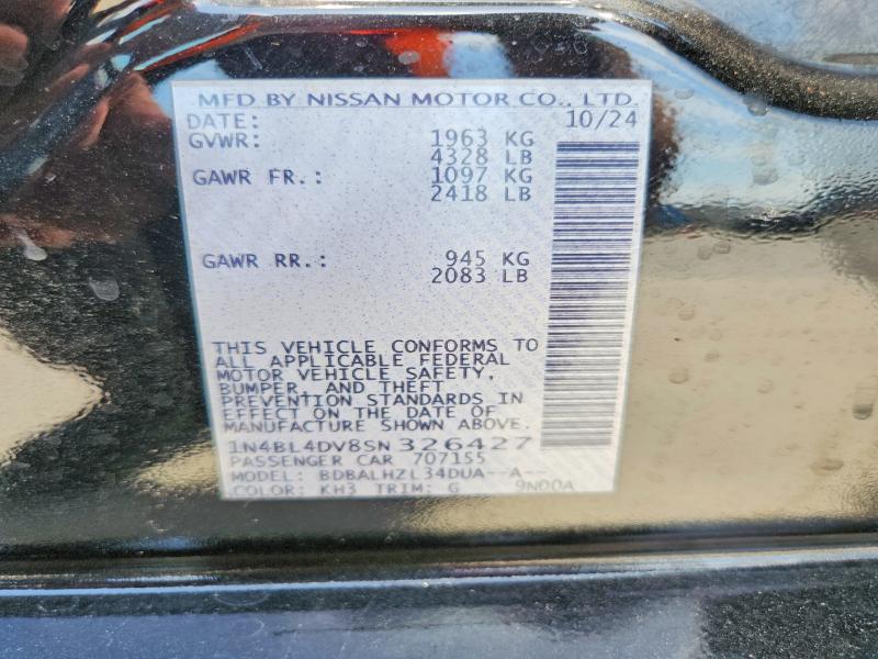 Aukcja sprzedaży 2025 Nissan Altima, vin: 1N4BL4DV8SN326427, numer aukcji: 65812286