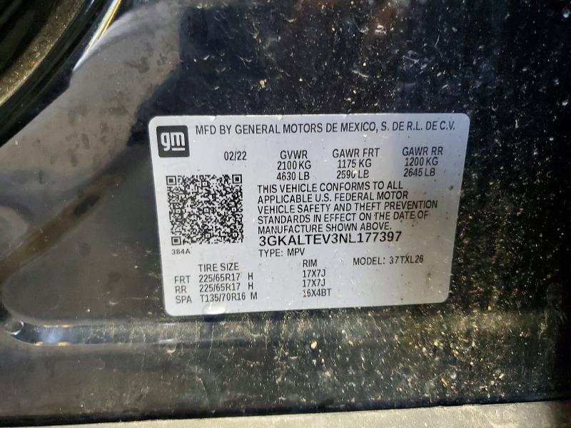 64608376 :رقم المزاد ، 3GKALTEV3NL177397 vin ، 2022 Gmc Terrain مزاد بيع