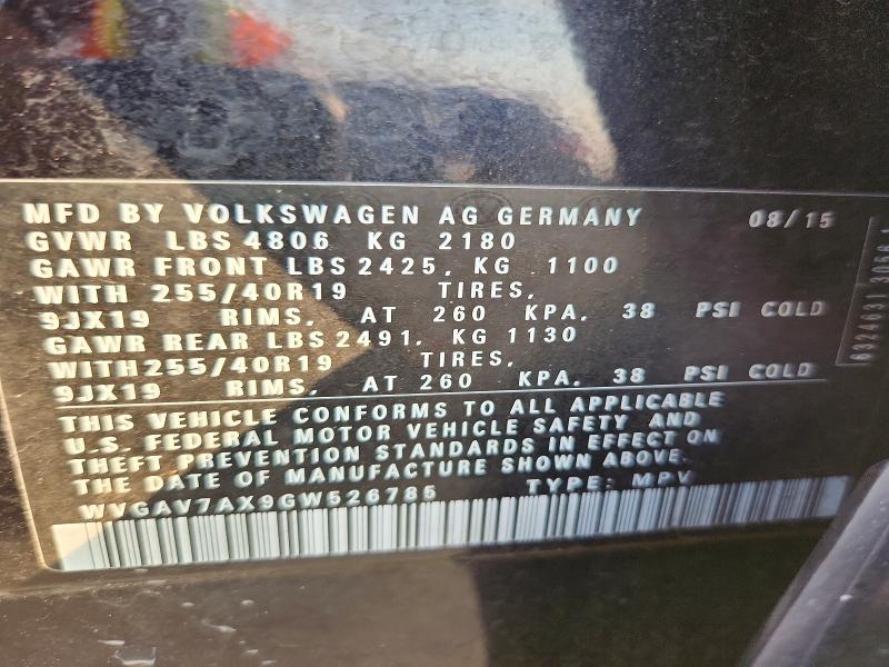 Aukcja sprzedaży 2016 Volkswagen Tiguan, vin: WVGAV7AX9GW526785, numer aukcji: 65936256