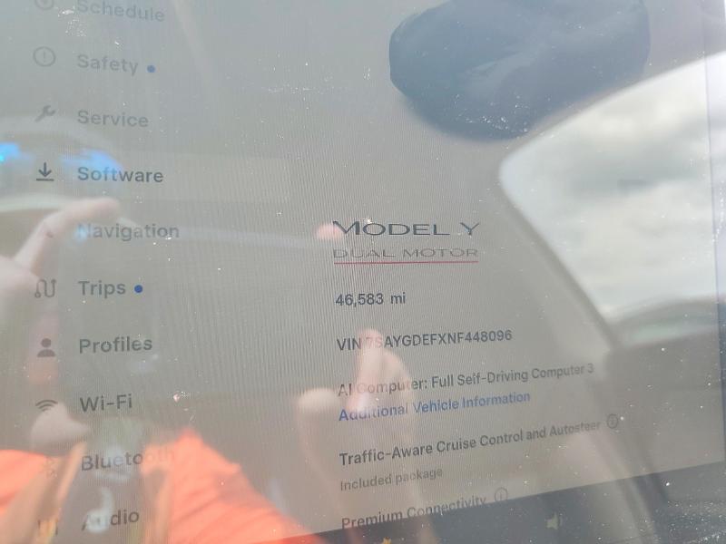 64781446 :رقم المزاد ، 7SAYGDEFXNF448096 vin ، 2022 Tesla Model Y مزاد بيع
