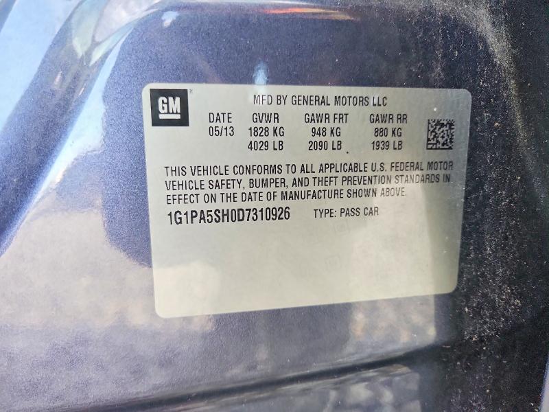 Aukcja sprzedaży 2013 Chevrolet Cruze, vin: 1G1PA5SH0D7310926, numer aukcji: 63792186
