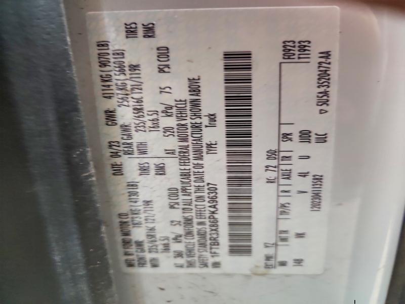 64615416 :رقم المزاد ، 1FTBR3X86PKA96307 vin ، 2023 Ford Transit مزاد بيع
