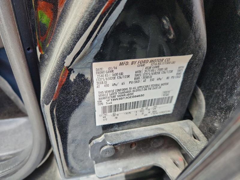 2016 Ford F350 მანქანა იყიდება აუქციონზე, vin: 1FT8W3BT3GEB84650, აუქციონის ნომერი: 64790466