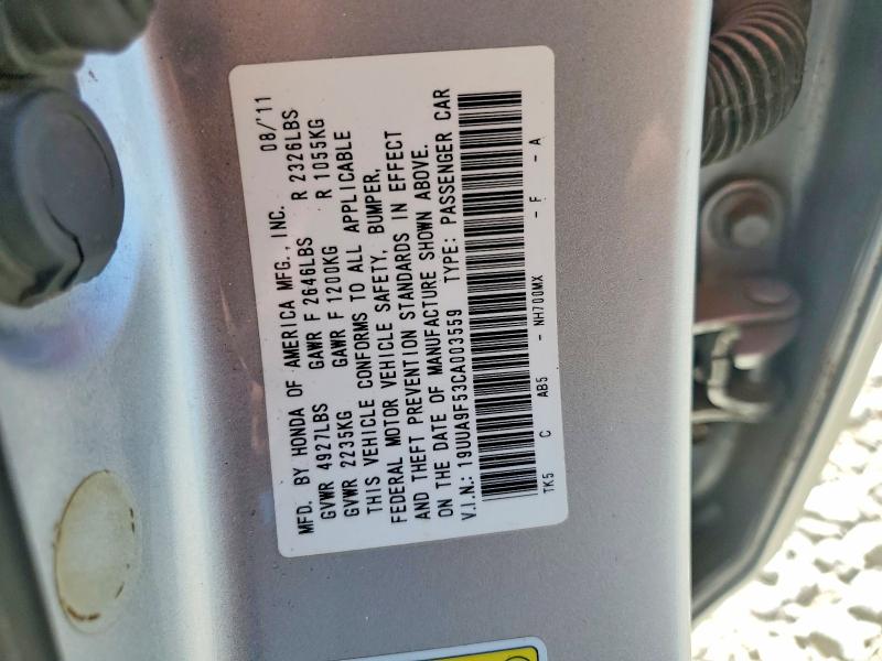 Продаж на аукціоні авто 2012 Acura Tl, vin: 19UUA9F53CA003559, номер лоту: 66027256