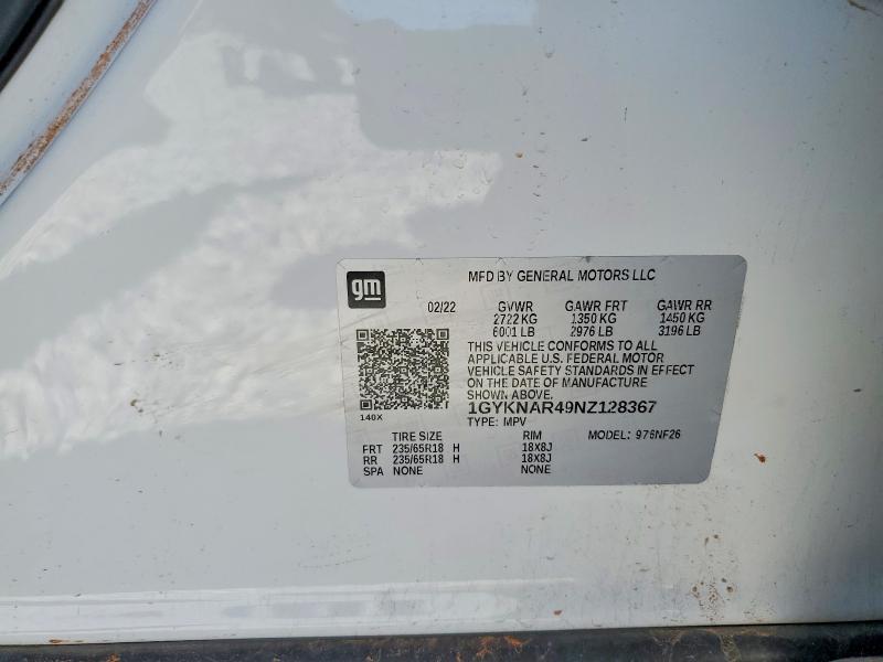 2022 Cadillac Xt5 მანქანა იყიდება აუქციონზე, vin: 1GYKNAR49NZ128367, აუქციონის ნომერი: 65497896