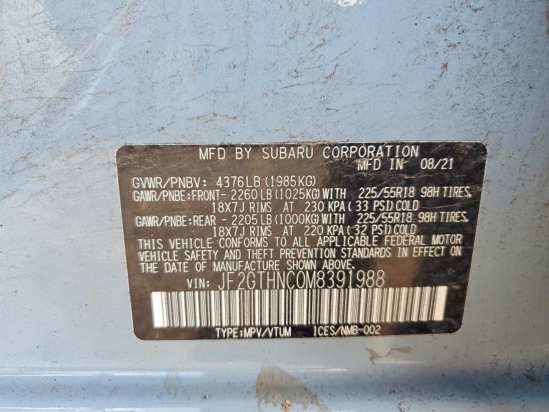 Aukcja sprzedaży 2021 Subaru Crosstrek, vin: JF2GTHNC0M8391988, numer aukcji: 63572906