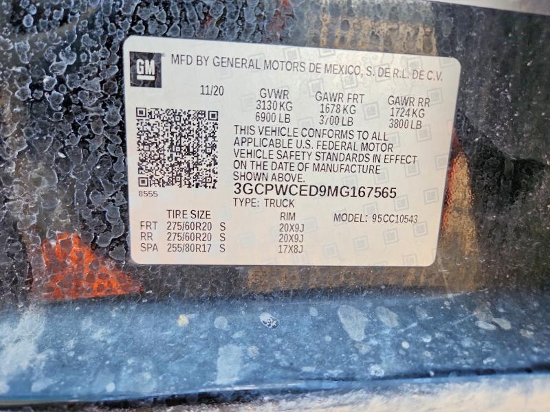 Aukcja sprzedaży 2021 Chevrolet Silverado, vin: 3GCPWCED9MG167565, numer aukcji: 65176536