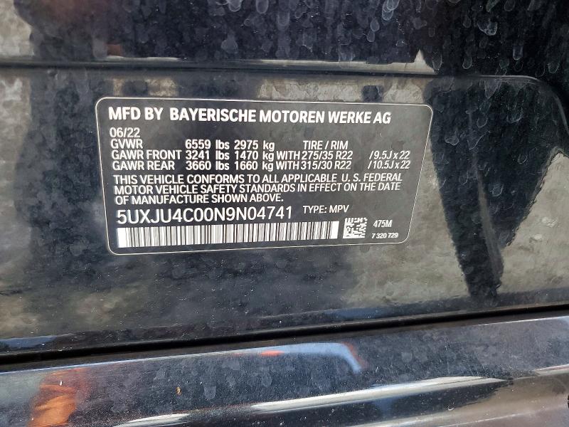 Aukcja sprzedaży 2022 Bmw X5, vin: 5UXJU4C00N9N04741, numer aukcji: 63474716