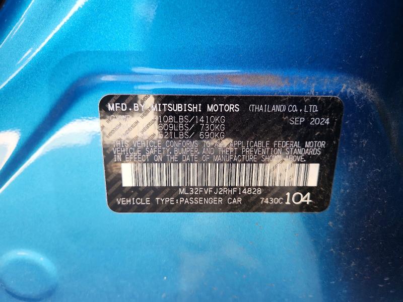Auction sale of the 2024 Mitsubishi Mirage, vin: ML32FVFJ2RHF14828, lot number: 65575336