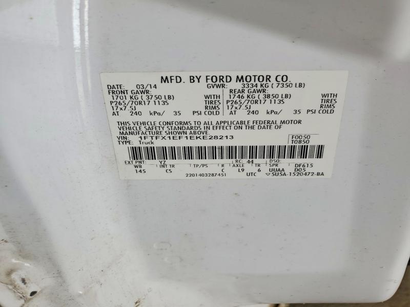 2014 Ford F150 მანქანა იყიდება აუქციონზე, vin: 1FTFX1EF1EKE28213, აუქციონის ნომერი: 63908666