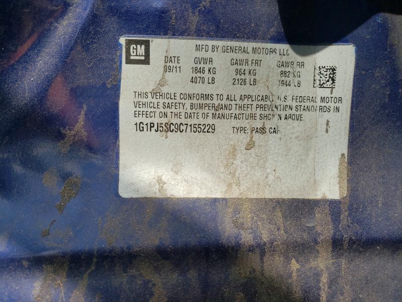 2012 Chevrolet Cruze 4d მანქანა იყიდება აუქციონზე, vin: 1G1PJ5SC9C7155229, აუქციონის ნომერი: 65396106