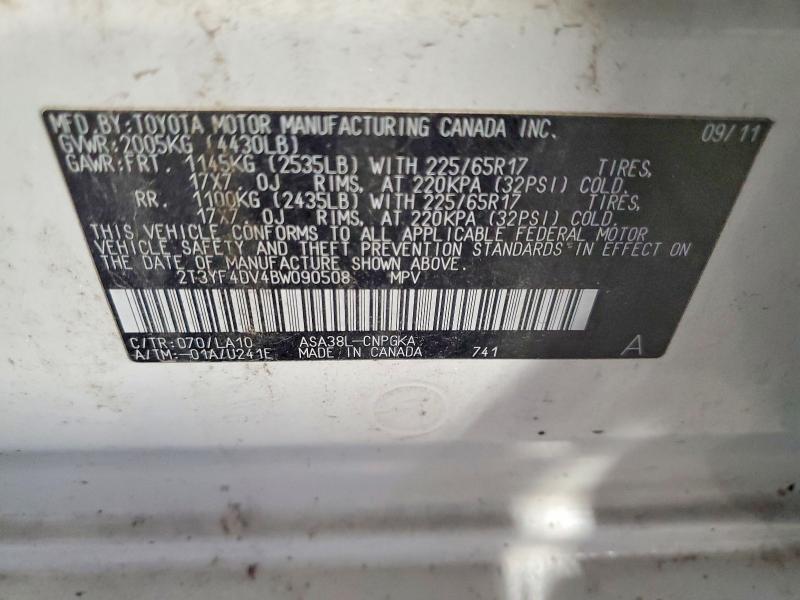 Aukcja sprzedaży 2011 Toyota Rav4, vin: 2T3YF4DV4BW090508, numer aukcji: 65361116