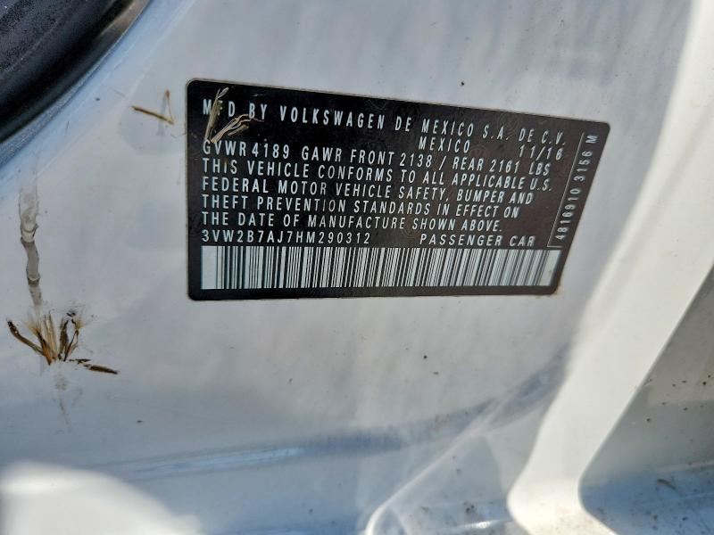 60672826 :رقم المزاد ، 3VW2B7AJ7HM290312 vin ، 2017 Volkswagen Jetta مزاد بيع