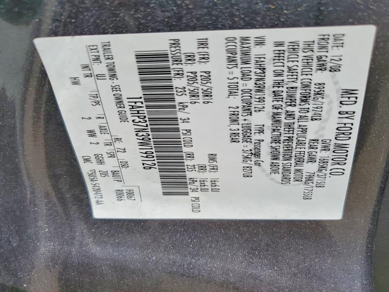 64684546 :رقم المزاد ، 1FAHP37N39W199126 vin ، 2009 Ford Focus مزاد بيع