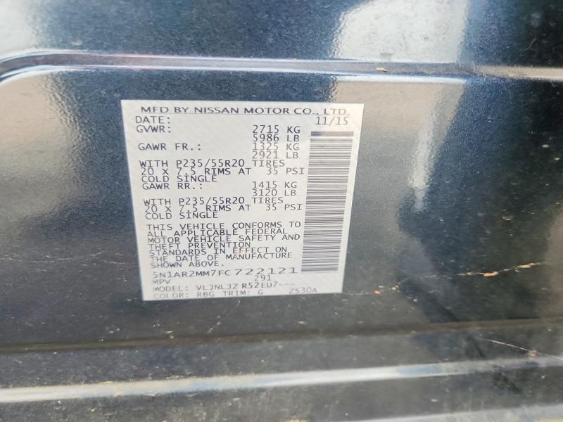 Продаж на аукціоні авто 2015 Nissan Pathfinder, vin: 5N1AR2MM7FC722121, номер лоту: 64797266