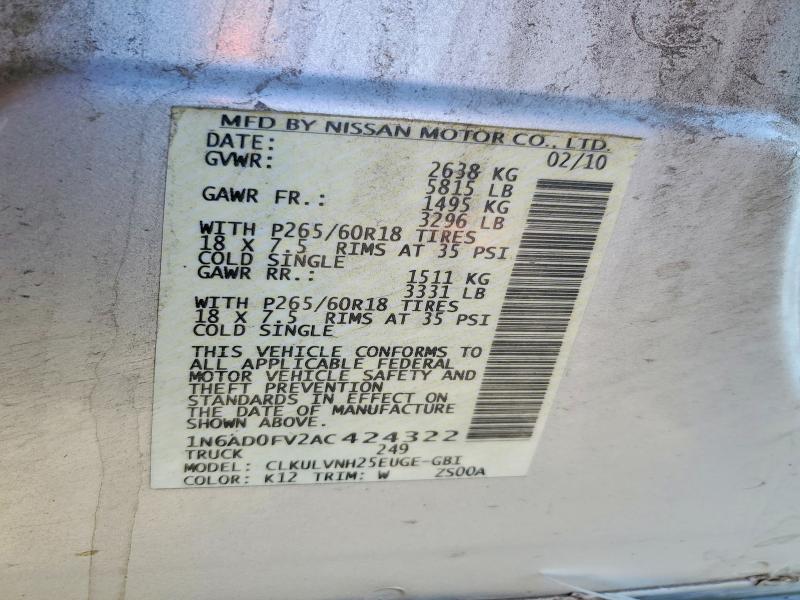 Aukcja sprzedaży 2010 Nissan Frontier, vin: 1N6AD0FV2AC424322, numer aukcji: 63690236