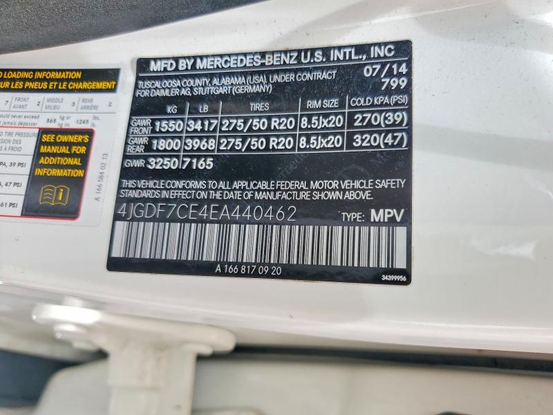 Продаж на аукціоні авто 2014 Mercedes-benz Gl, vin: 4JGDF7CE4EA440462, номер лоту: 61934576