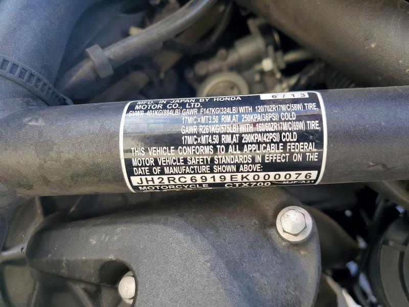 Продажа на аукционе авто 2014 Honda Ctx700, vin: JH2RC6919EK000076, номер лота: 67347616