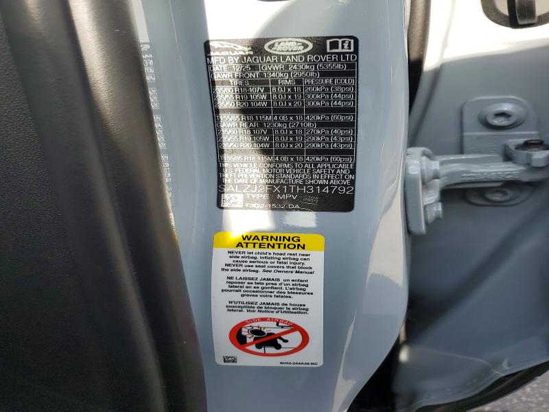 2026 Land Rover Range Rover Evoque მანქანა იყიდება აუქციონზე, vin: SALZJ2FX1TH314792, აუქციონის ნომერი: 62931646