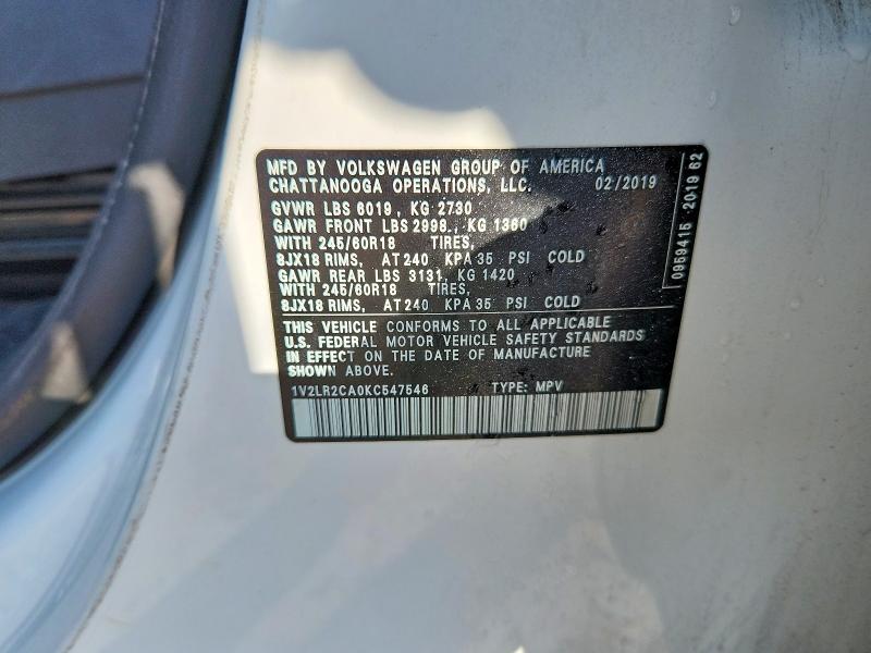 Продаж на аукціоні авто 2019 Volkswagen Atlas, vin: 1V2LR2CA0KC547546, номер лоту: 63313506