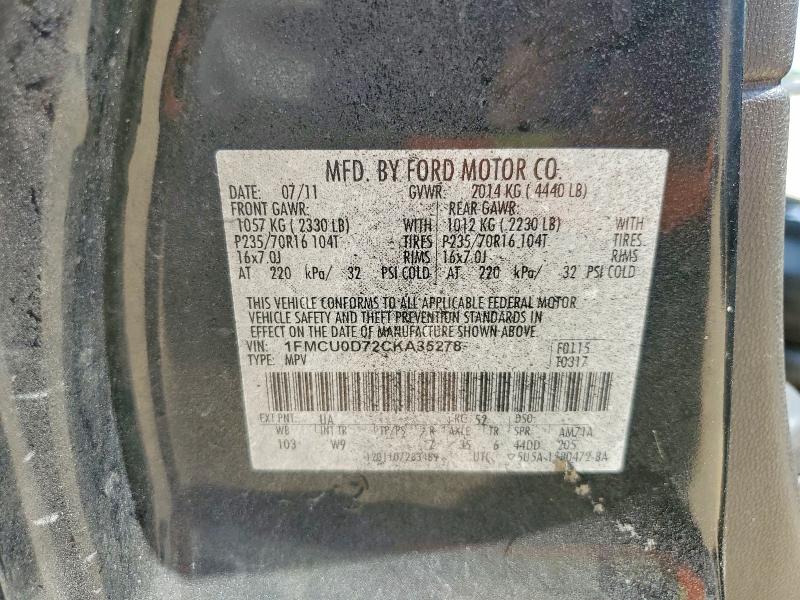 Продаж на аукціоні авто 2012 Ford Escape, vin: 1FMCU0D72CKA35278, номер лоту: 64405226