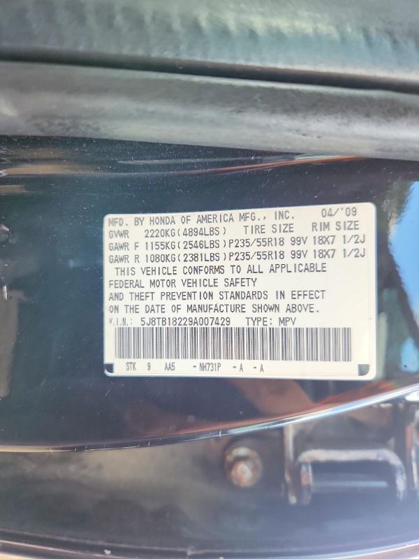 Aukcja sprzedaży 2009 Acura Rdx, vin: 5J8TB18229A007429, numer aukcji: 65742596