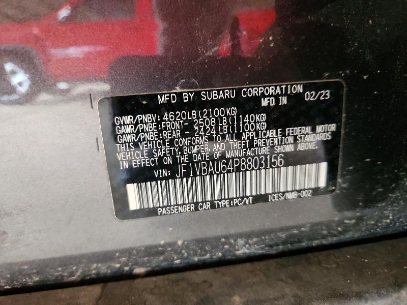 Продаж на аукціоні авто 2023 Subaru Wrx, vin: JF1VBAU64P8803156, номер лоту: 67190806