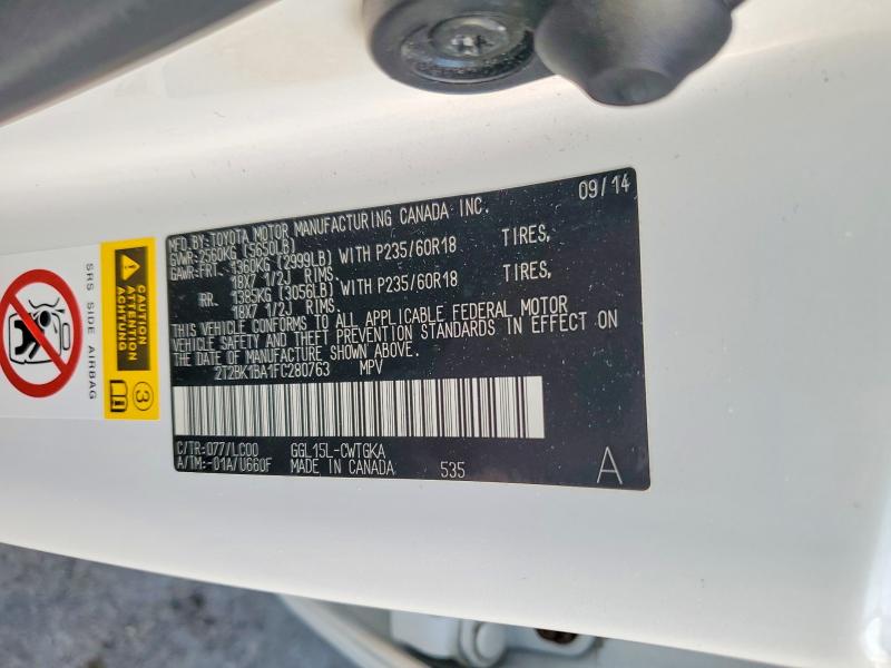 65670406 :رقم المزاد ، 2T2BK1BA1FC280763 vin ، 2015 Lexus Rx 350 مزاد بيع