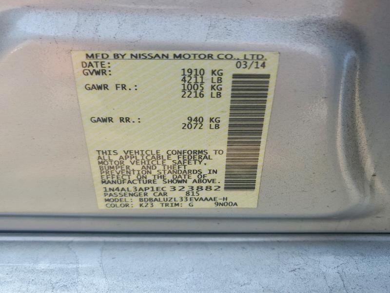 2014 Nissan Altima მანქანა იყიდება აუქციონზე, vin: 1N4AL3AP1EC323882, აუქციონის ნომერი: 63437956