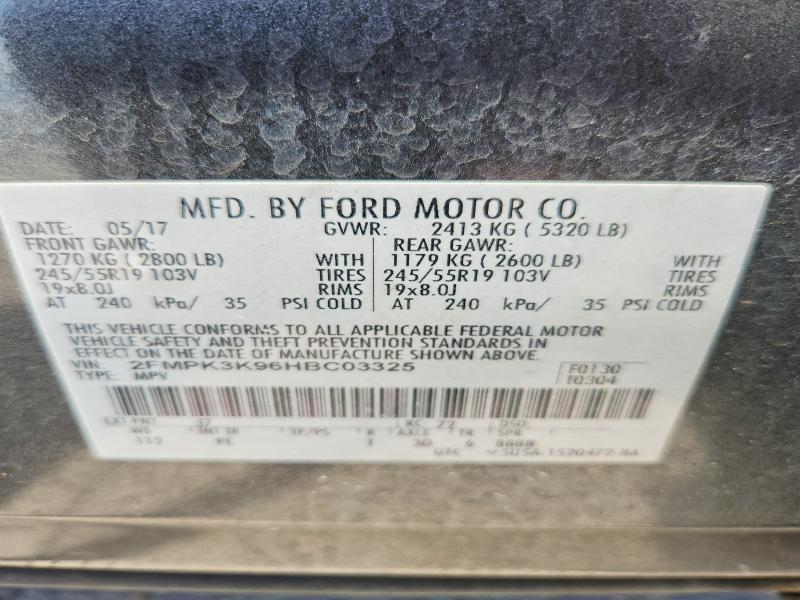 2017 Ford Edge მანქანა იყიდება აუქციონზე, vin: 2FMPK3K96HBC03325, აუქციონის ნომერი: 65818196