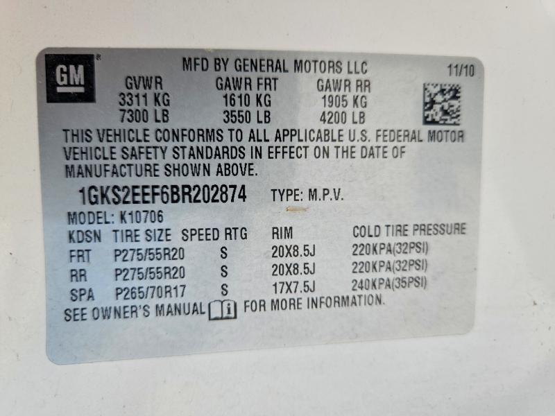 Продажа на аукционе авто 2011 Gmc Yukon, vin: 1GKS2EEF6BR202874, номер лота: 63607046