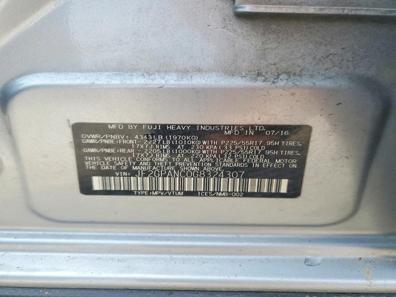 Aukcja sprzedaży 2016 Subaru Crosstrek, vin: JF2GPANC0G8324307, numer aukcji: 65371636