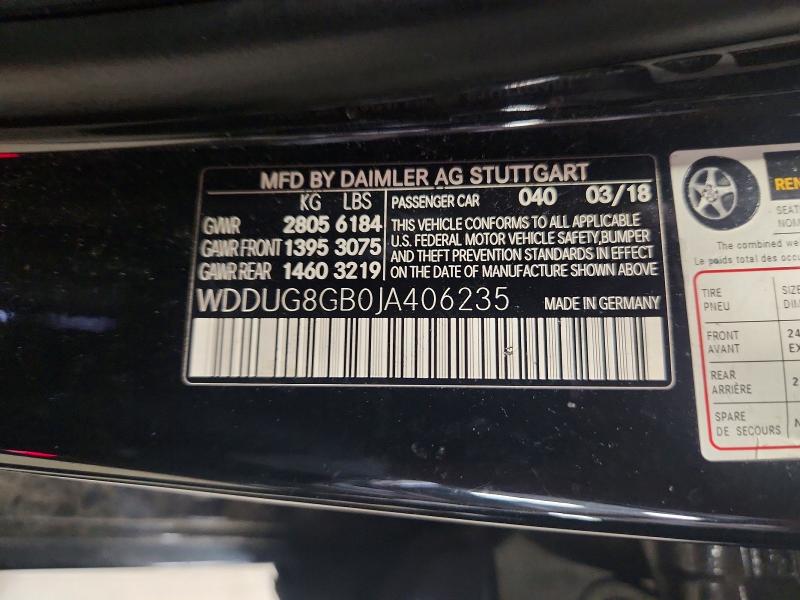 Продажа на аукционе авто 2018 Mercedes-benz S, vin: WDDUG8GB0JA406235, номер лота: 63969706