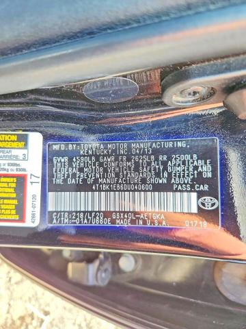 65847116 :رقم المزاد ، 4T1BK1EB6DU040600 vin ، 2013 Toyota Avalon مزاد بيع
