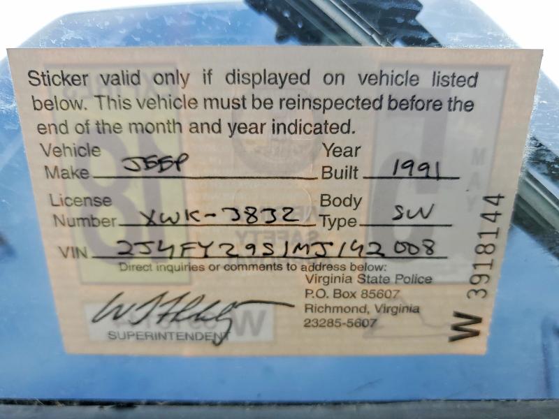 Продаж на аукціоні авто 1991 Jeep Wrangler / Yj, vin: 2J4FY29S1MJ142008, номер лоту: 63462696