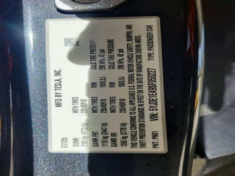 Продажа на аукционе авто 2025 Tesla Model 3, vin: 5YJ3E1EA9SF050227, номер лота: 63352426