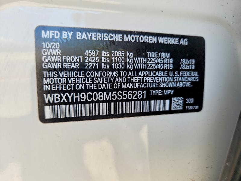 65235336 :رقم المزاد ، WBXYH9C08M5S56281 vin ، 2021 Bmw X2 مزاد بيع