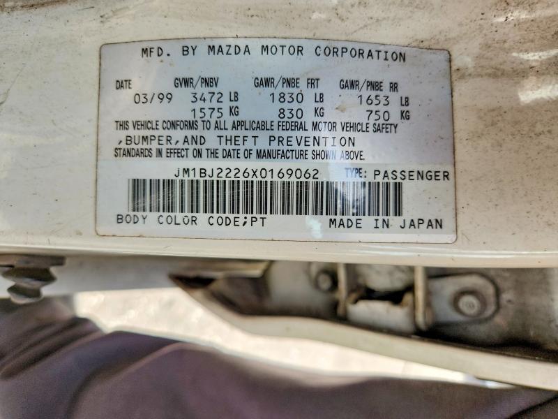 1999 Mazda Protege მანქანა იყიდება აუქციონზე, vin: JM1BJ2226X0169062, აუქციონის ნომერი: 64196536