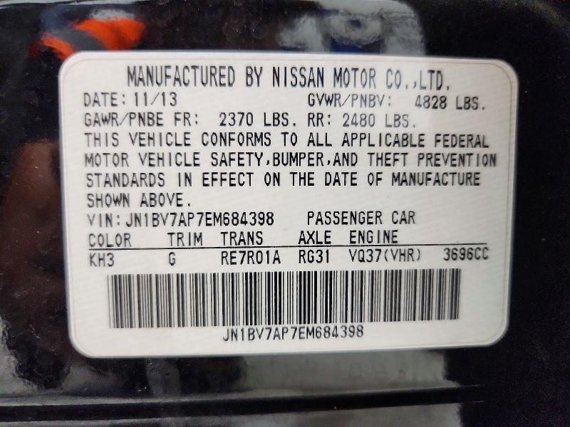Продаж на аукціоні авто 2014 Infiniti Q50, vin: JN1BV7AP7EM684398, номер лоту: 65927046