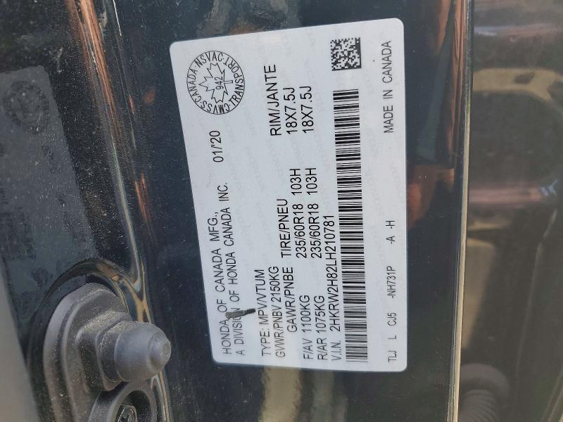 2020 Honda Cr-v მანქანა იყიდება აუქციონზე, vin: 2HKRW2H82LH210781, აუქციონის ნომერი: 64219376