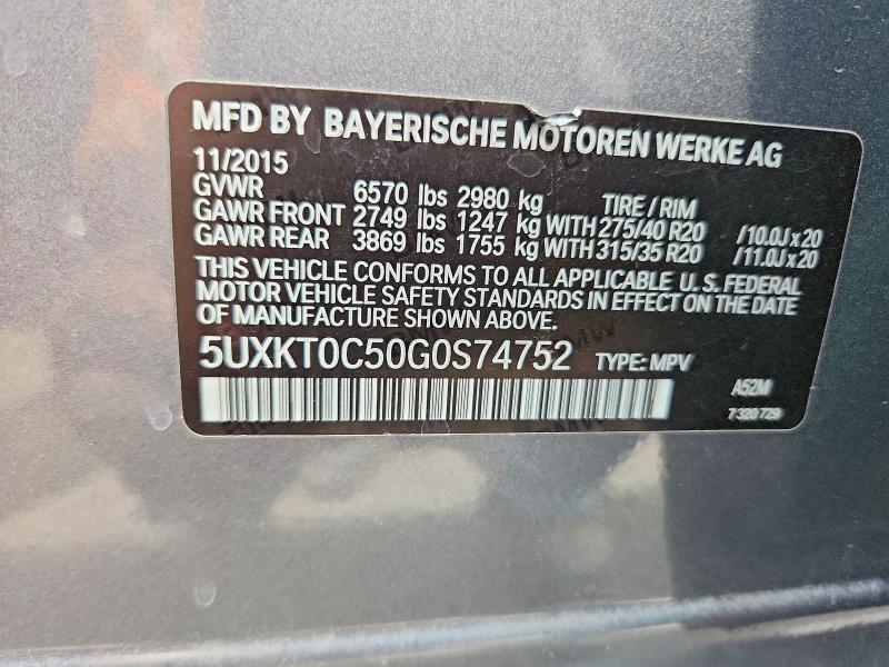 63236486 :رقم المزاد ، 5UXKT0C50G0S74752 vin ، 2016 Bmw X5 مزاد بيع