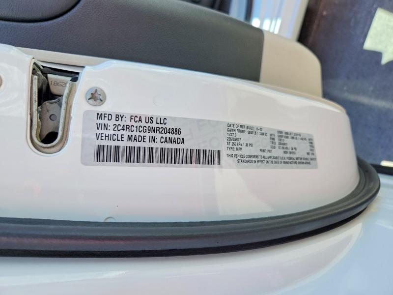 62853246 :رقم المزاد ، 2C4RC1CG9NR204886 vin ، 2022 Chrysler Voyager مزاد بيع