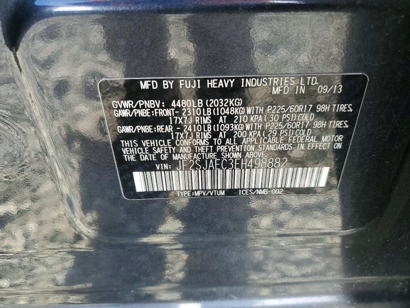 Продаж на аукціоні авто 2014 Subaru Forester, vin: JF2SJAEC3EH498882, номер лоту: 63889886