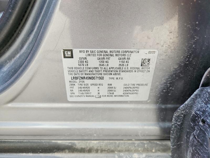 Aukcja sprzedaży 2022 Buick Envision, vin: LRBFZNR49ND071960, numer aukcji: 66420726