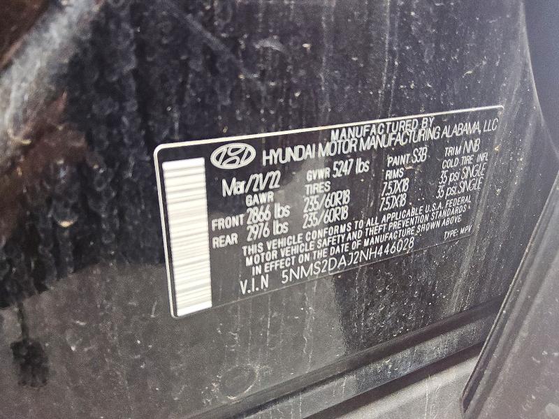 Продаж на аукціоні авто 2022 Hyundai Santa Fe, vin: 5NMS2DAJ2NH446028, номер лоту: 63396676