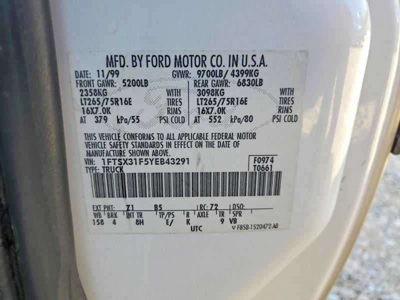Aukcja sprzedaży 2000 Ford F350, vin: 1FTSX31F5YEB43291, numer aukcji: 63361736