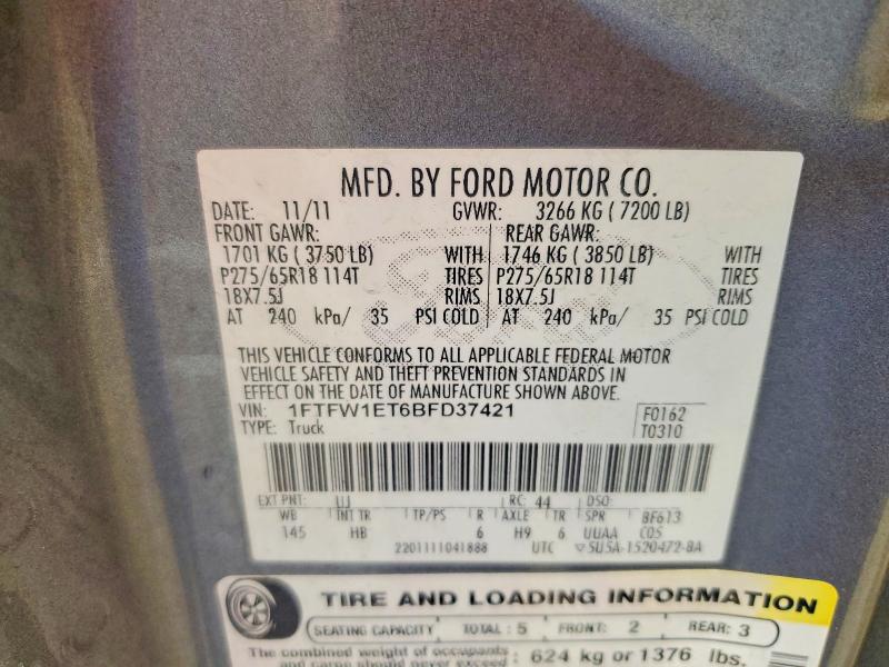 Aukcja sprzedaży 2011 Ford F150, vin: 1FTFW1ET6BFD37421, numer aukcji: 65758846